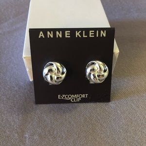 Anne Klein Silver Swirl Clip Earrings